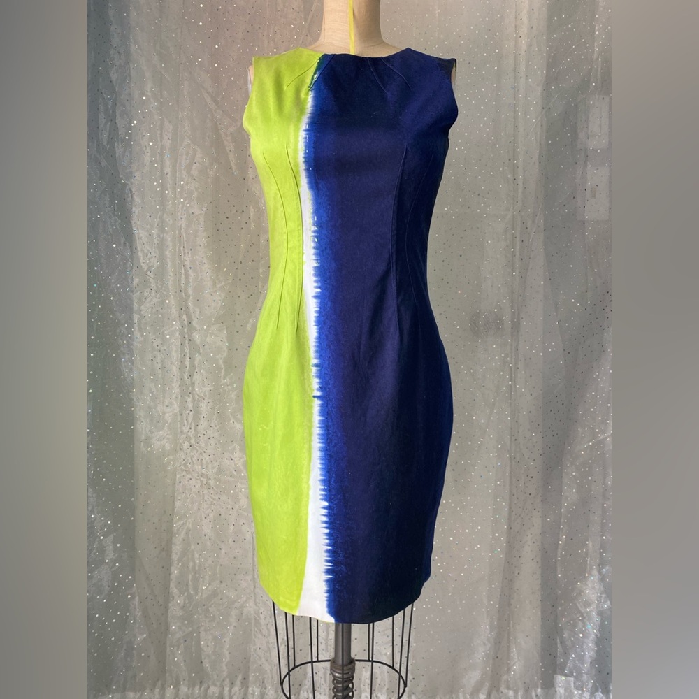 Vintage, Blue and green, Tahari dress